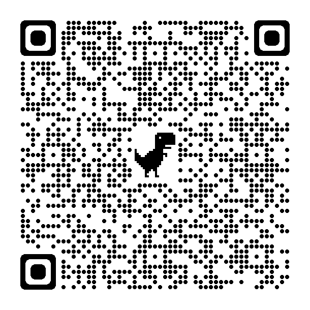 A qr code with an image of a dinosaur.