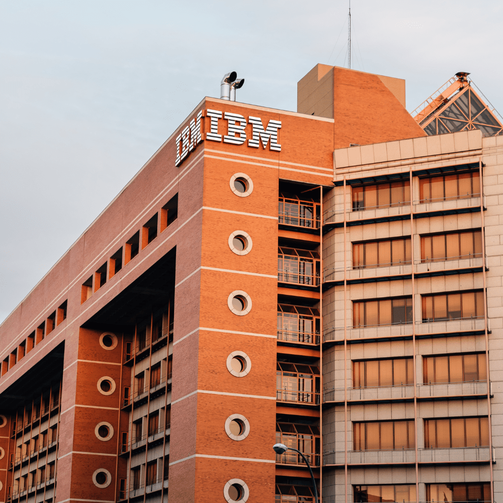 A building with ibm logo on it's side.