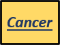 Yellow road sign with the word cancer