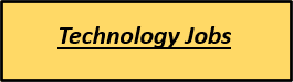 Rectangular yellow sign with black border and text that reads "trade skills jobs".