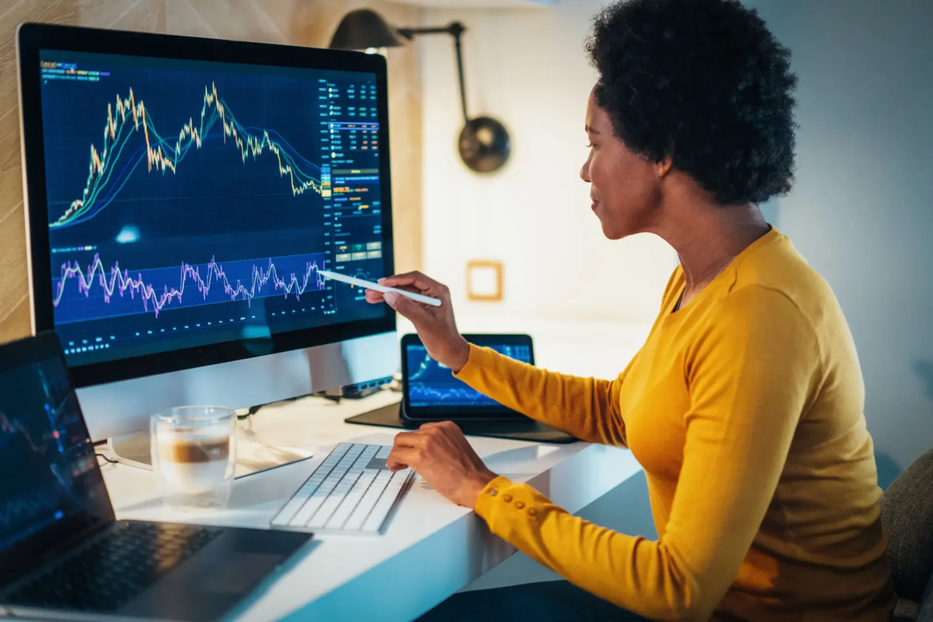 Young investor looking at a 
stock chart
