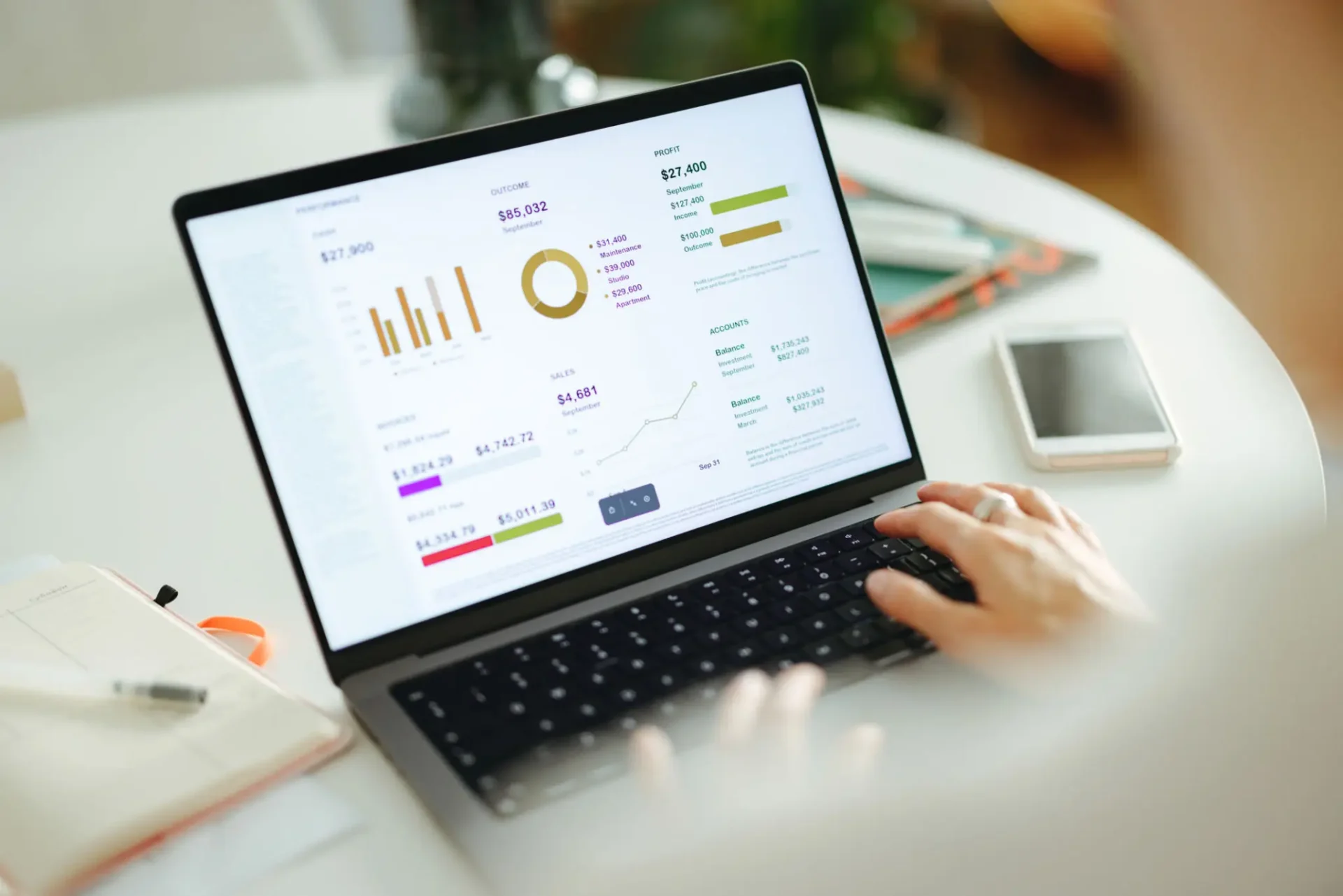 Retirement planning chart on 
a laptop