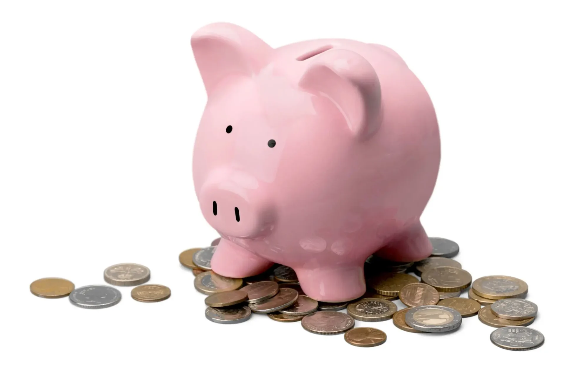 Piggy bank with coins
